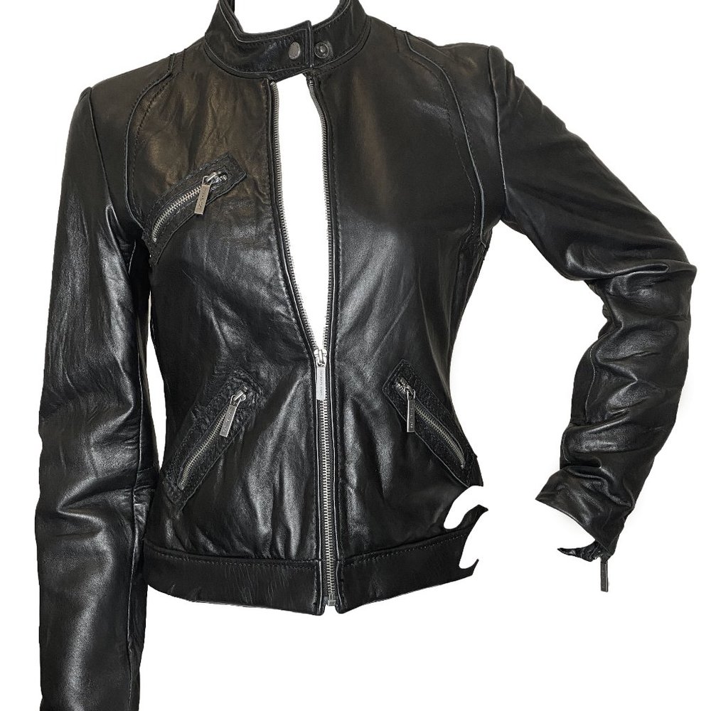 Michael Kors Leather Moto Jacket Size Small